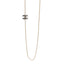 Pearl Crystal Lambskin CC Long Necklace Gold Black