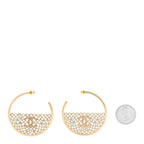 Metal Strass Crystal CC Hoop Earrings Light Gold
