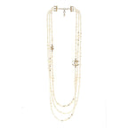 Metal Pearl Crystal Graduated CC Multi Strand Necklace Gold