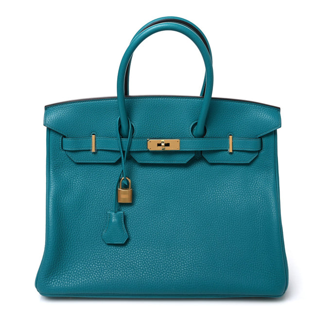 Taurillon Clemence Birkin 35 Bleu Paon Hover Image
