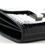 Shiny Alligator Constance Short Wallet Black