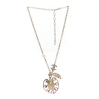 Resin Crystal Pearl CC Fruit Pendant Necklace Gold Pink