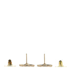 Metal Graduated Pearl Crystal CC Earrings Light Gold