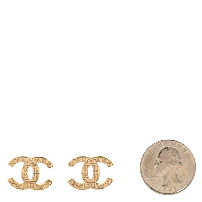 Metal Scarab CC Earrings Light Gold Main Image