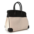Toile H Swift Birkin 30  Ecru Bai Brun