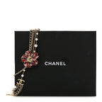 Resin Pearl Metal CC Camellia Multi Strand Long Necklace Gold Pink Multicolor