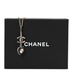 Crystal CC Heart Necklace Black Pearly White Gold
