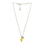 Metal Resin Strass Crystal CC Baby Chick Pendant Necklace Silver Yellow Orange