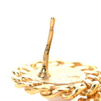 Metal Pearl CC Chain Drop Earrings Gold