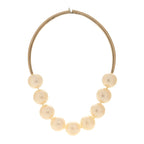 Metal Giant Pearl Choker Necklace Gold White