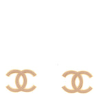 Metal Enamel CC Earrings Gold Biege