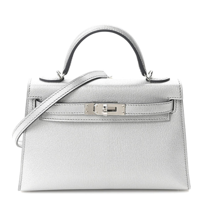 Metallic Chevre Chamkilight Mini Kelly Sellier 20 Argent Hover Image