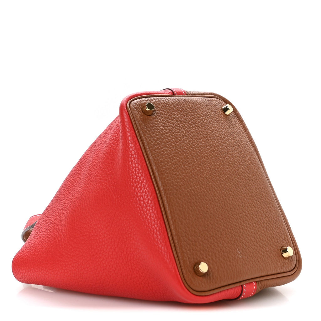 Taurillon Clemence Picotin Lock Picotin 18 PM Rouge De Coeur Gold