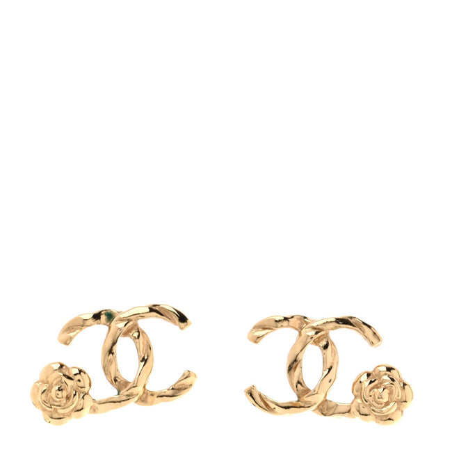 Metal Camellia CC Earrings Gold Hover Image