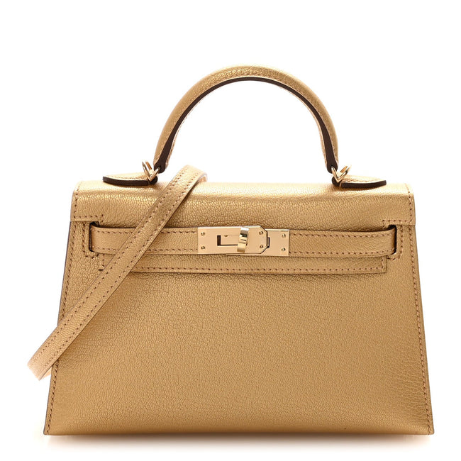 Metallic Chevre Chamkilight Mini Kelly Sellier 20 Dore Hover Image