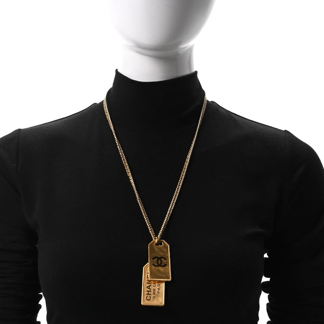 ID Dog Tag Charm Necklace Gold Main Image