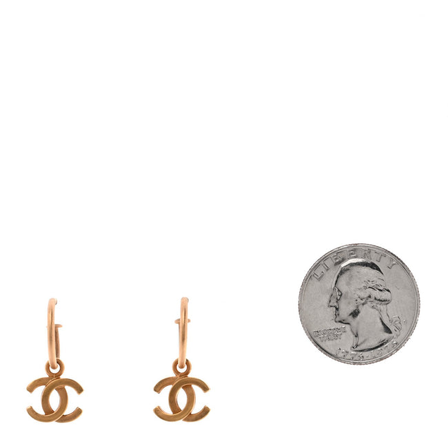 CC Hoop Drop Earrings Gold Main Image