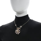 Resin Crystal Pearl CC Fruit Pendant Necklace Gold Pink