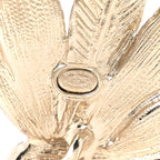 Metal Pearl Feather Clip On Earrings Gold