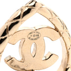 Metal Crystal CC Logo Heart Earrings Gold