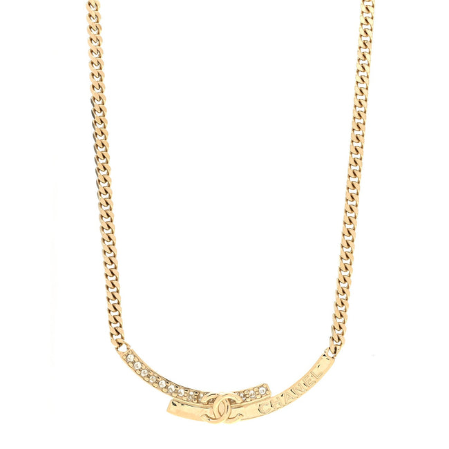 Crystal CC Choker Necklace Gold Hover Image