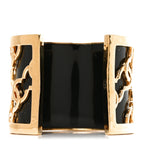 Resin Metal CC Cuff Bracelet Gold Black