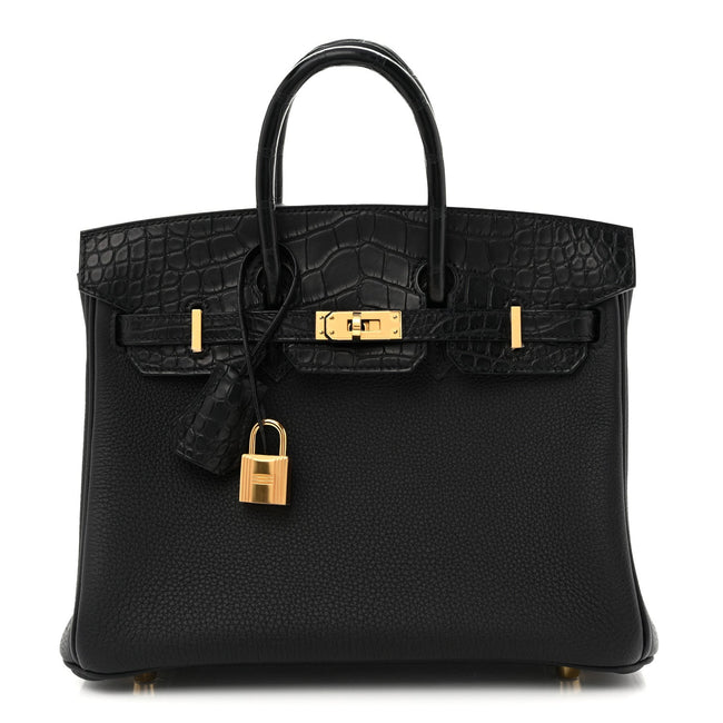 Togo Matte Alligator Birkin Touch 25 Black Hover Image