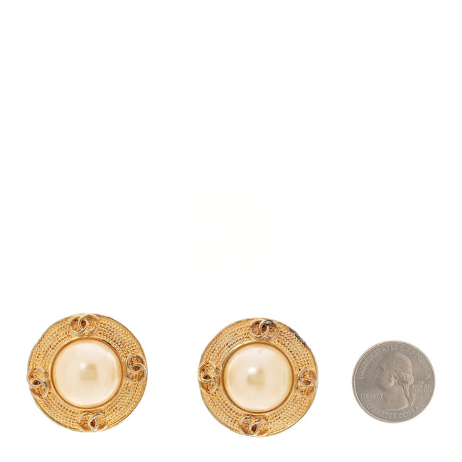 Pearl Clip On Earrings Gold Main Image