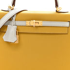 Chevre Mysore Horseshoe Kelly Sellier 25 Jaune Ambre Bleu Glacier