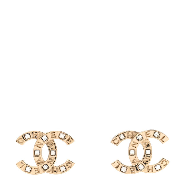 Crystal CC Logo Earrings Gold Hover Image