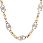 Crystal Chain CC Link Choker Gold Silver