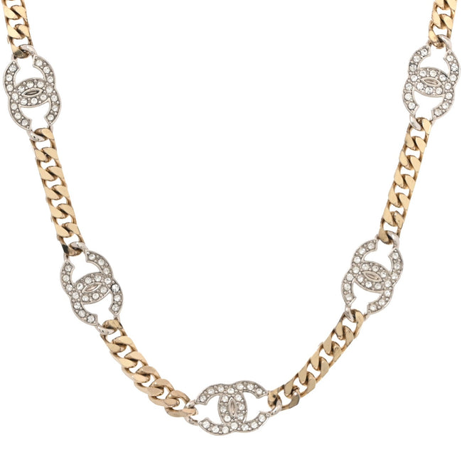 Crystal Chain CC Link Choker Gold Silver Hover Image