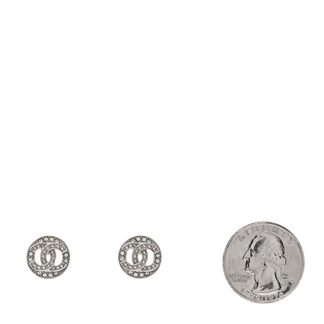 Crystal CC Round Earrings Silver Main Image