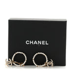 Crystal Pearl Chanel Charms CC Drop Earrings Gold