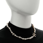 Pearl Crystal CC Short Necklace Gold Gold