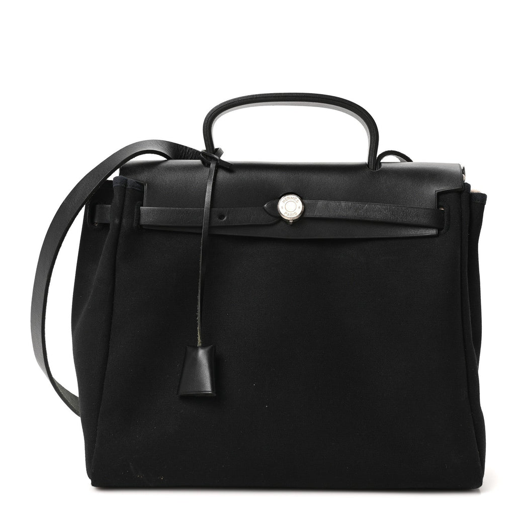Toile Vache Calfskin Herbag 30 PM Ficelle Black