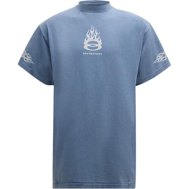Balenciaga Burning Unity Flame T-Shirt Blue Hover Image