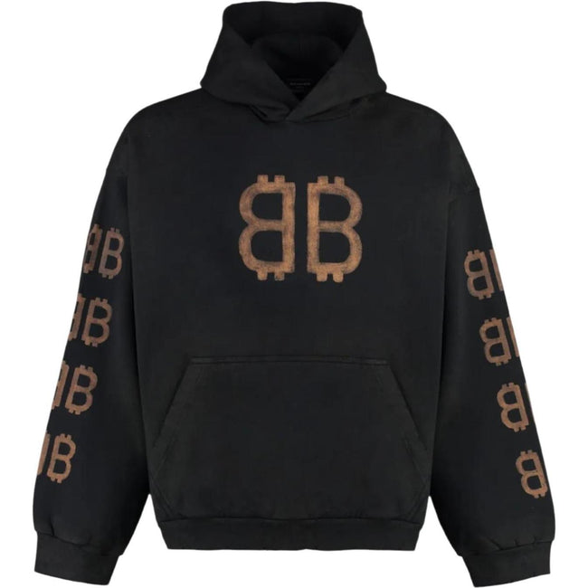 Balenciaga Crypto Distressed Hoodie Black Hover Image