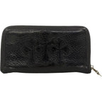 Chrome Hearts Black Triple Cross Leather Zip Wallet