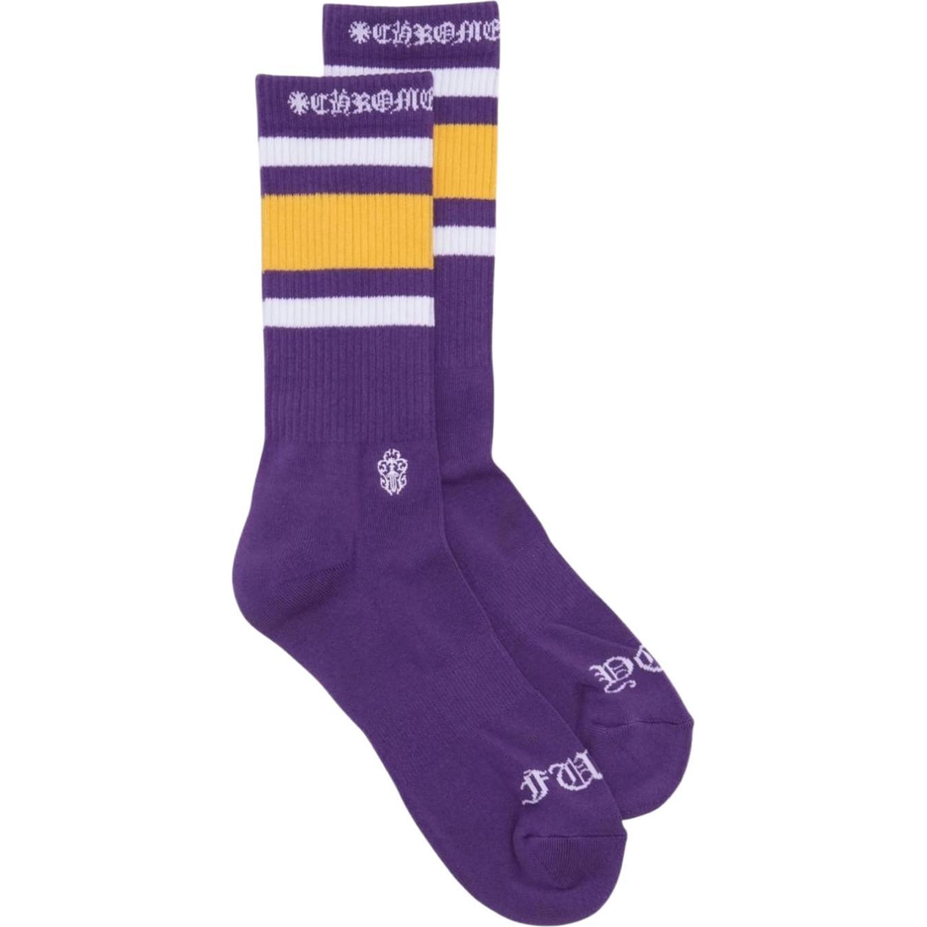 Chrome Hearts Fuck You Striped Socks Purple/Yellow