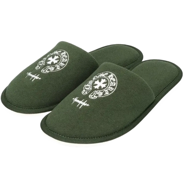 Chrome Hearts Honolulu Exclusive Hotel Slippers Green Hover Image