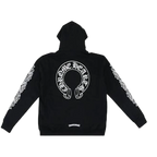 Chrome Hearts Horseshoe Floral Cross Sleeve Zip Up Hoodie Black