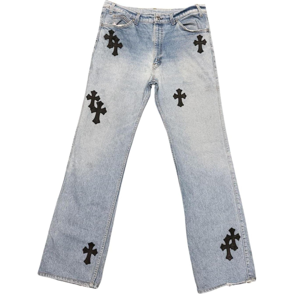 Chrome Hearts Levi's 517 Cross Patch Light Wash Jeans