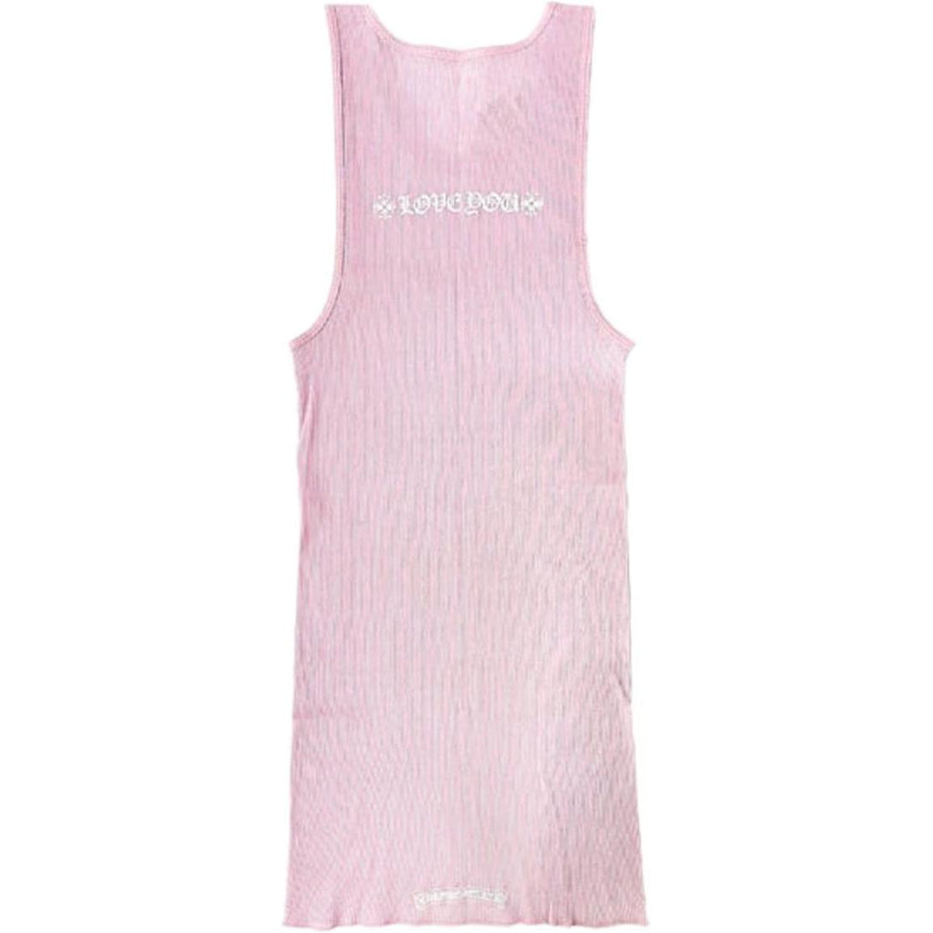 Chrome Hearts Pink LOVE YOU Neck Rib Tank Top