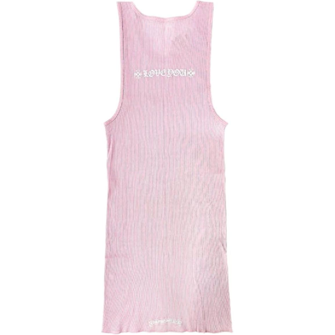 Chrome Hearts Pink LOVE YOU Neck Rib Tank Top