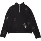 Chrome Hearts Ponyhair Cross Quarter Zip Black