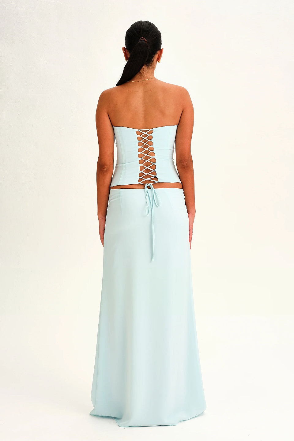 Mint Front Tie Flowy Maxi Skirt