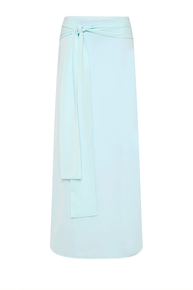 Mint Front Tie Flowy Maxi Skirt Hover Image
