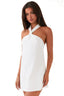 White Halter Bow Mini Dress