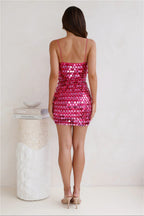 Pink Sequin Mini Dress